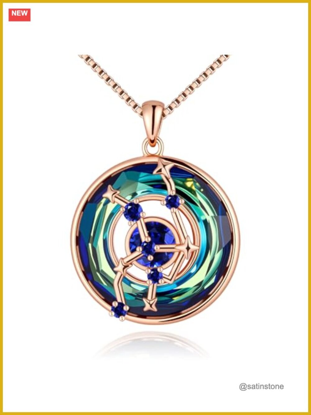 S925 Sterling Silver Virgo Zodiac Necklace Sapphire Birthstone Pendant